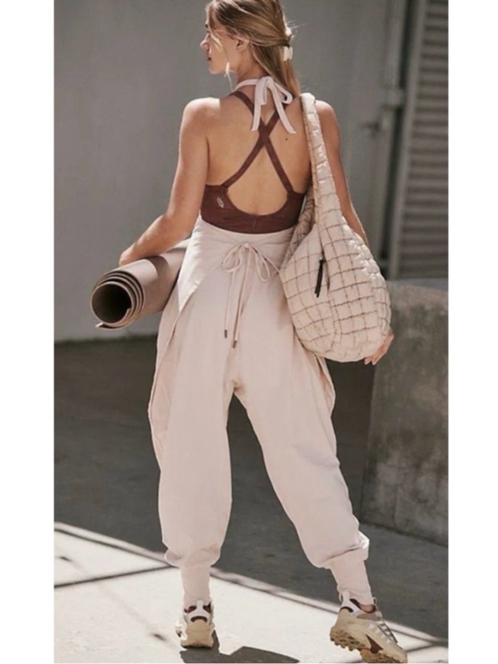 Free People Movement Aura Halter Tie Waist Hot Shot Onesie